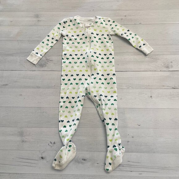 Primary shamrock‎ heart one piece pajamas 12-18 months - Picture 1 of 5